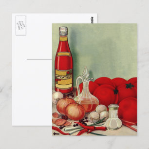 Vintage Italian Food Tomato Onions Peppers Catsup Postcard