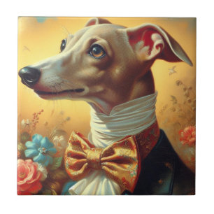 Vintage Italian Greyhound Dog Painting Ceramic Tile