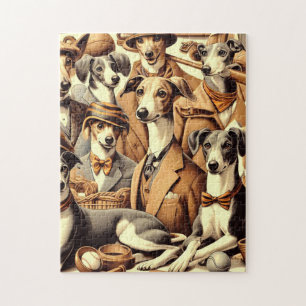 Vintage Italian Greyhound Illustration Jigsaw Puzzle