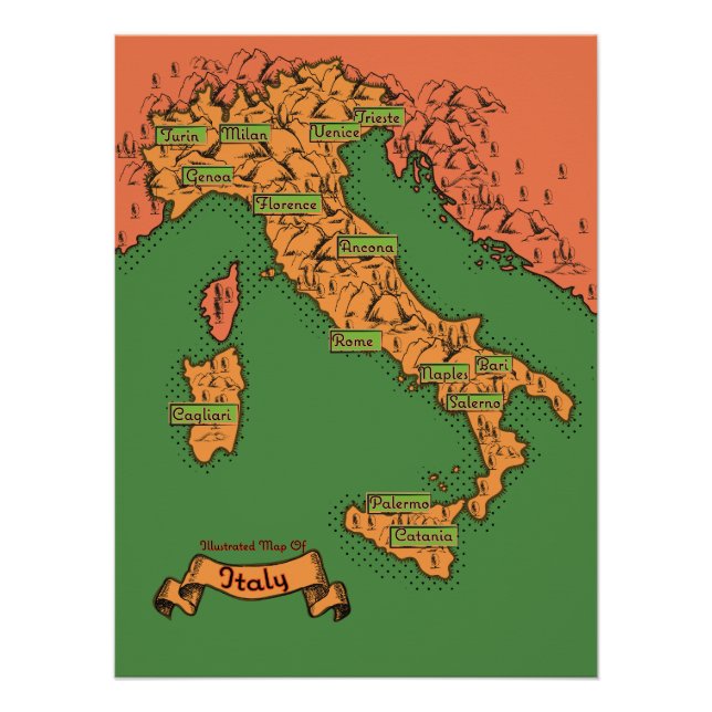 Vintage Italian map Poster (Front)