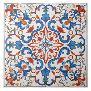 Vintage Italian Mediterranean Pattern Ceramic Tile