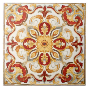 Vintage Italian Mediterranean Pattern Ceramic Tile