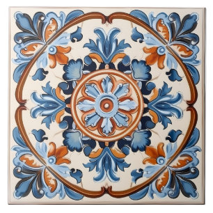 Vintage Italian Mediterranean Pattern Ceramic Tile