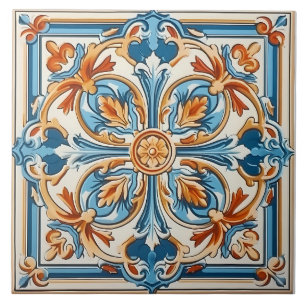 Vintage Italian Mediterranean Pattern Ceramic Tile
