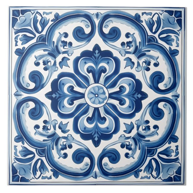 Vintage Italian Mediterranean Pattern Ceramic Tile (Front)