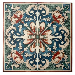 Vintage Italian Mediterranean Pattern Ceramic Tile