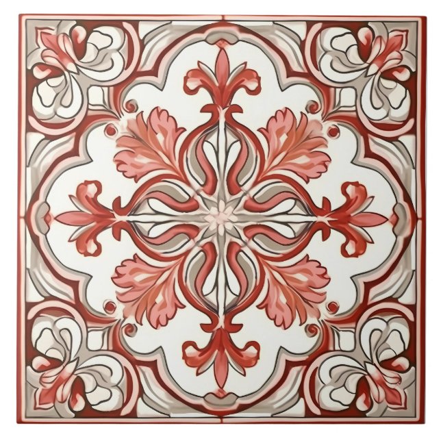 Vintage Italian Mediterranean Pattern Ceramic Tile (Front)