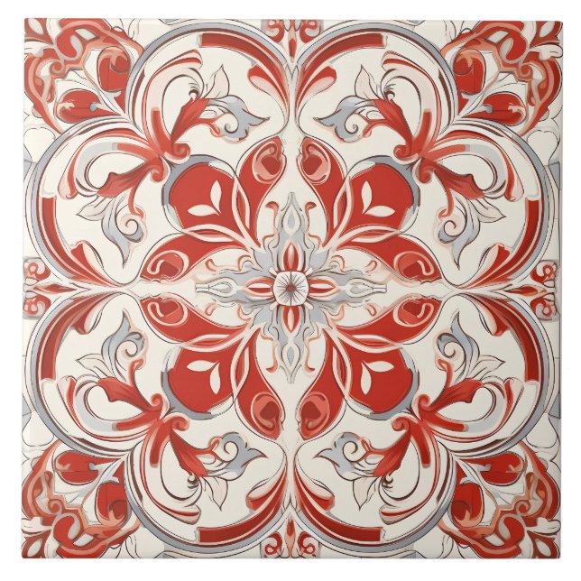 Vintage Italian Mediterranean Pattern Ceramic Tile (Front)