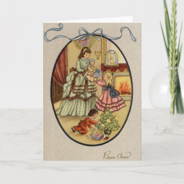 Vintage Italian New Year Greeting Card (Front)