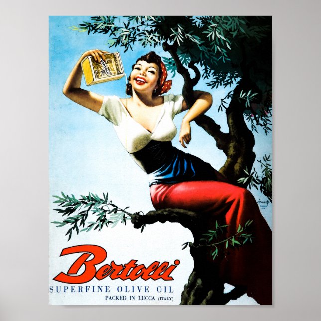 Vintage Italian Olive Oil Ad Poster (Front)