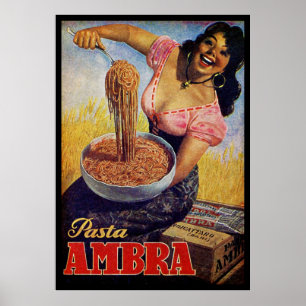 Vintage Italian Pasta Food Art Italy Poster
