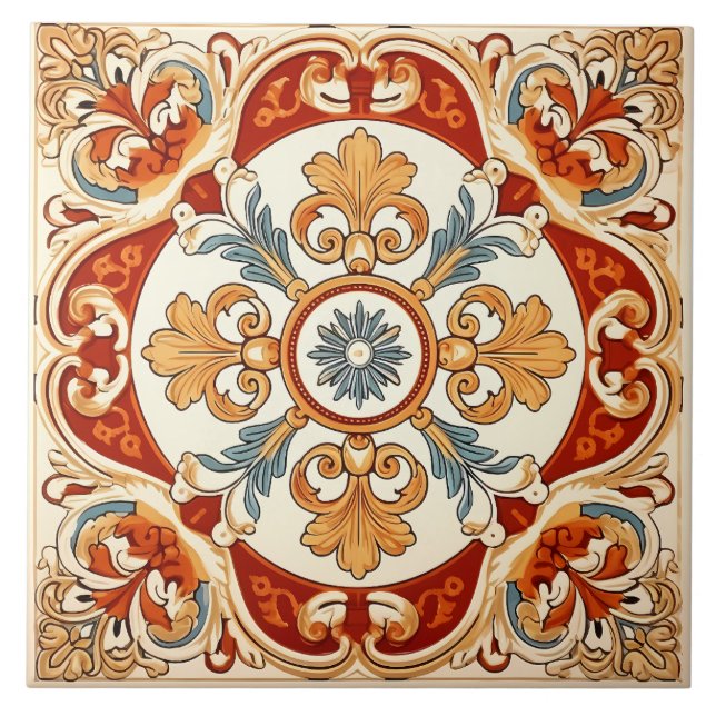 Vintage Italian Pattern Ceramic Tile (Front)