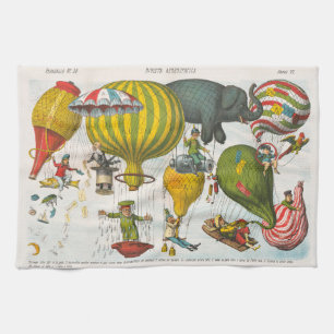 Vintage Italian Political Balloon Cartoon Tea Towel