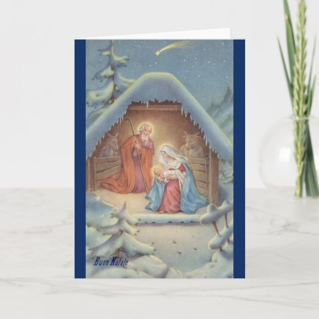 Vintage Italian Religious Christmas Greeting Card (Front)