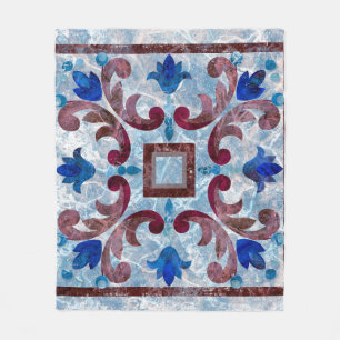 Vintage Italian tile with Moroccan patternabstract Fleece Blanket