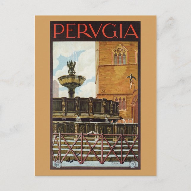 Vintage Italian travel ad Perugia Postcard (Front)