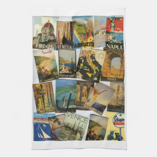 Vintage Italian Travel Posters Collage  Tea Towel
