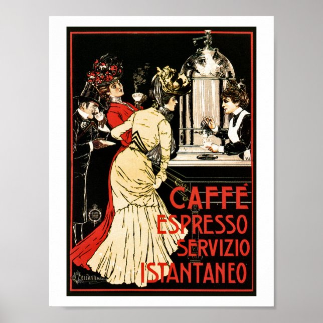Vintage Italian Victorian coffee espresso ad Poster (Front)