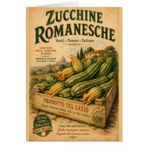 Vintage Italian Zucchini Crate Label with Rustic R