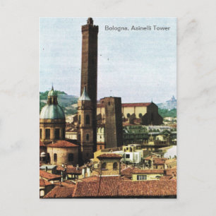 Vintage Italy, Bologna, Asinelli Tower Postcard
