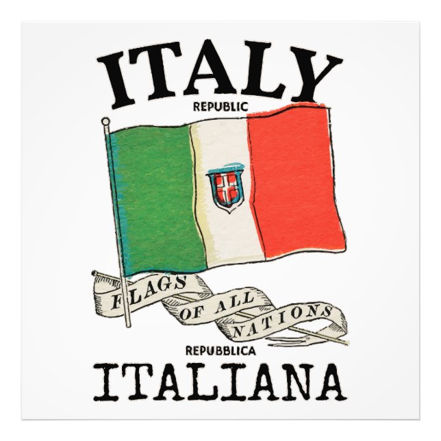 Vintage Italy Country Flag Photo Print (Front)