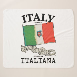 Vintage Italy Country Flag Sherpa Blanket