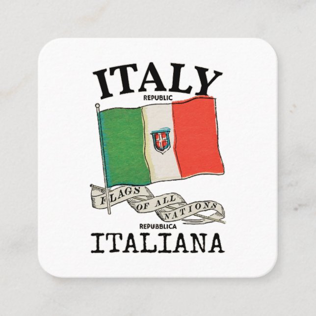 Vintage Italy Country Flag Square Business Card (Front)