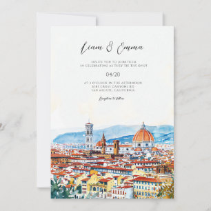 Vintage Italy Florence landscape Wedding Invitation