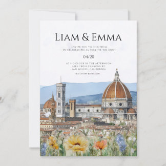 Vintage Italy Florence landscape Wedding Invitation