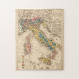 Vintage Italy Geology Map (1844) Jigsaw Puzzle