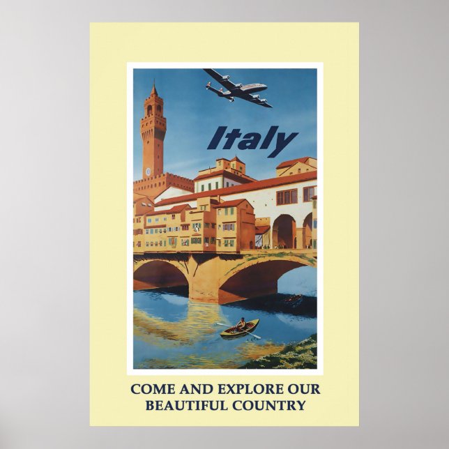 Vintage Italy Italian Tourism Travel Poster (Front)