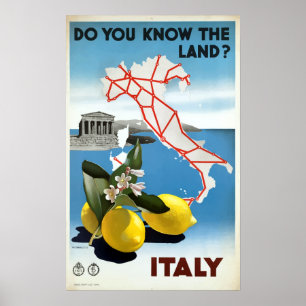 Vintage Italy Lemons Travel Poster