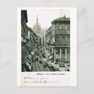 Vintage Italy, Milano, Corso Vittorio Emmanuele Postcard