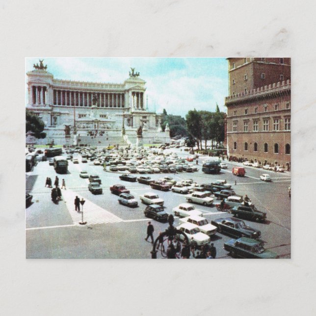 Vintage Italy,  Rome, Piazza Venezia Postcard (Front)