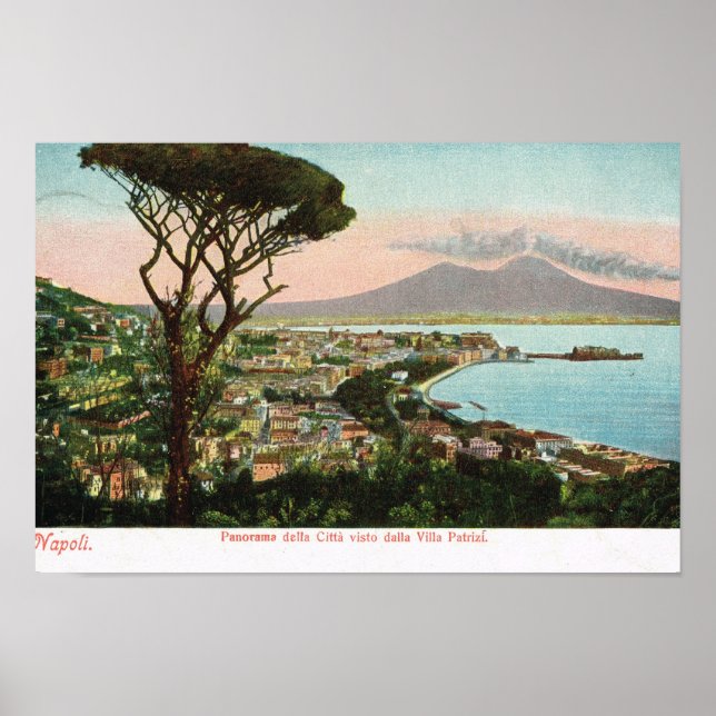 Vintage Italy,  , the bay of Naples and Vesuvius Poster (Front)