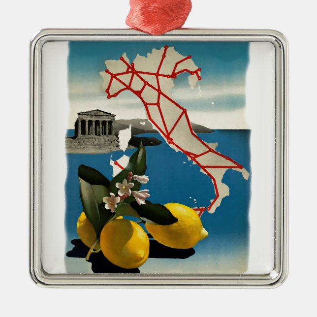 Vintage Italy Travel Metal Ornament (Front)