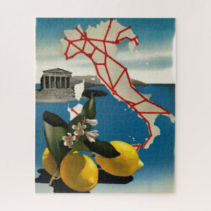 Vintage Italy Travel Road Map & Lemons Jigsaw Puzzle