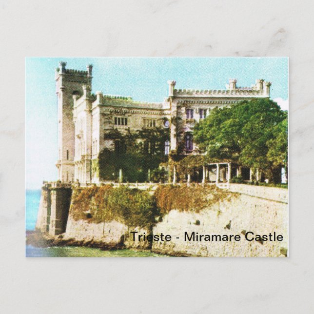 Vintage Italy, Trieste, Miramare Castle Postcard (Front)