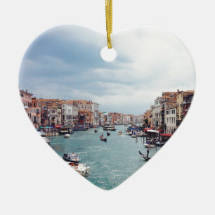 Vintage Italy Venice Canal Photo Ceramic Tree Decoration