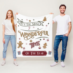 Vintage It's The Most Wonderful Time Fleece Blanket