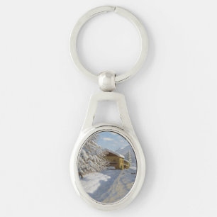 Vintage Ivan Choultse Winter Landscape Key Ring