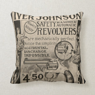 Vintage Iver Johnson Revolver Home Decor Pillow