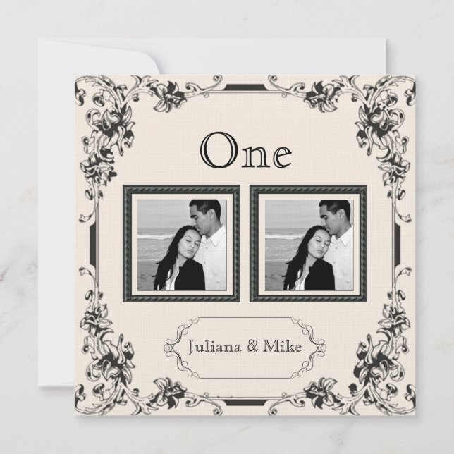 Vintage Ivory and Black Photo Table Number (Front)