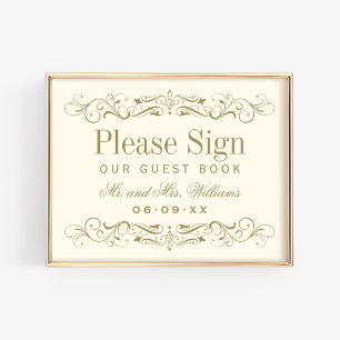 Vintage Ivory Antique Flourish Wedding Guest Book