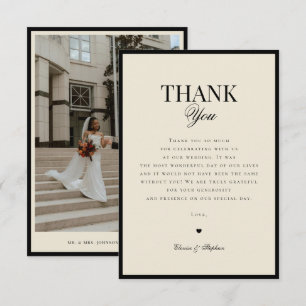 Vintage Ivory & Black Retro Old Money Wedding Thank You Card
