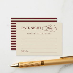 Vintage Ivory & Burgundy Stripes Date Night Ideas Enclosure Card