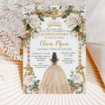 Vintage Ivory Champagne Floral Dress Quinceanera Invitation<br><div class="desc">Personalise this pretty ivory champagne floral Quinceañera / Sweet 16 birthday invitation easily and quickly. Simply click the customise it further button to edit the text, change fonts and fonts colours. Featuring a girl dressed in a beautiful champagne dress, chic ivory champagne flowers and an ornate vintage gold frame. Matching...</div>