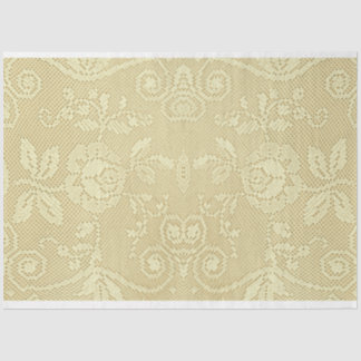 Vintage ivory cream rustic floral patterned lace tissue paper