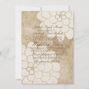 Vintage Ivory Dahlia Floral Wedding Invitation