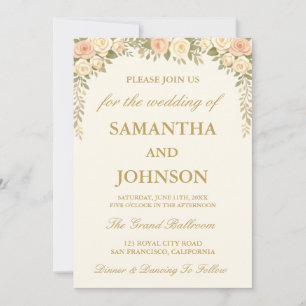 Vintage Ivory Elegant Ballroom Photo Wedding Invitation